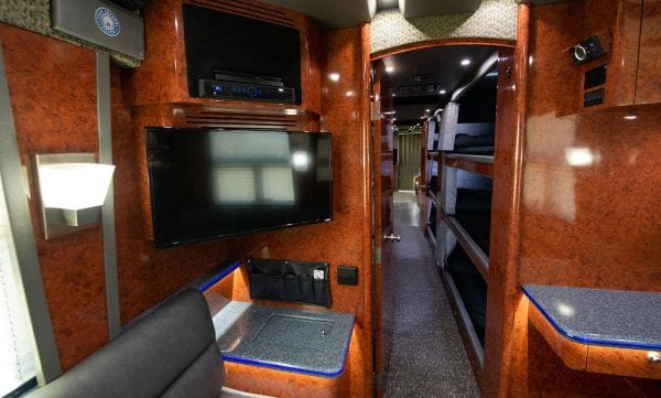 Galaxy tour bus back lounge